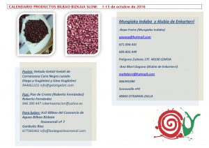 CALENDARIO SLOW 01-15 OCTUBRE 2016