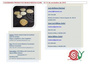 CALENDARIO SLOW 01-15 NOVIEMBRE 2016